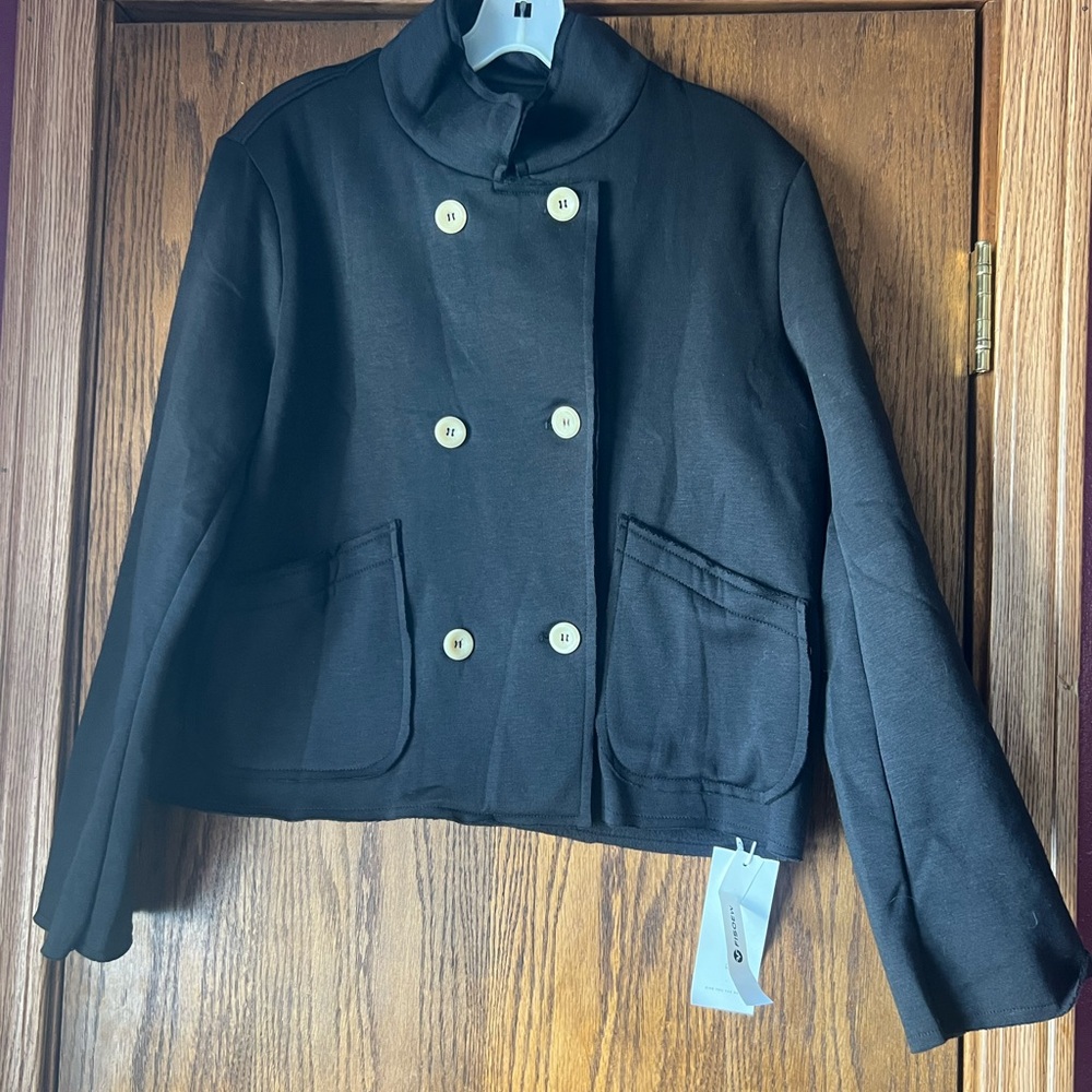 Women's Black Double-Breasted Jacket size Medium Fisoew brand